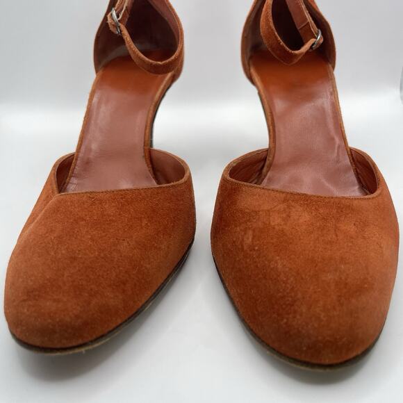 Balenciaga Size‎ 6.5 Suede Leather Strappy High Heels Burnt Orange Almond Toe - Picture 3 of 10
